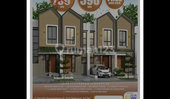 Rumah Perintis 3 Type 48/44 4X11 2 Lantai Kmr 2 Wc 2 Promo Rp. 598 Jt Bebas Biaya Biaya Rp. 600 Jt Harga Normal KPR 700.000