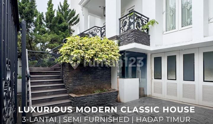For Sale / Dijual Rumah Modern Klasik Mewah Pondok Indah Jakarta Selatan Luxurious Modern Classic House Semi Furnished, Row Jalan Lebar - Ocasa4892