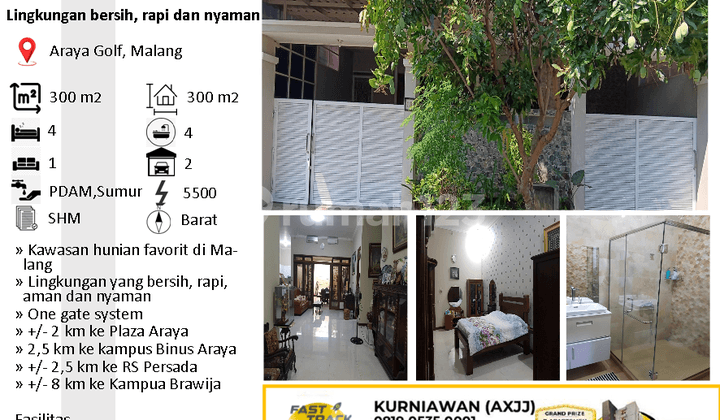 Rumah Bagus Semi Furnished di Araya Golf Malang AXJJ