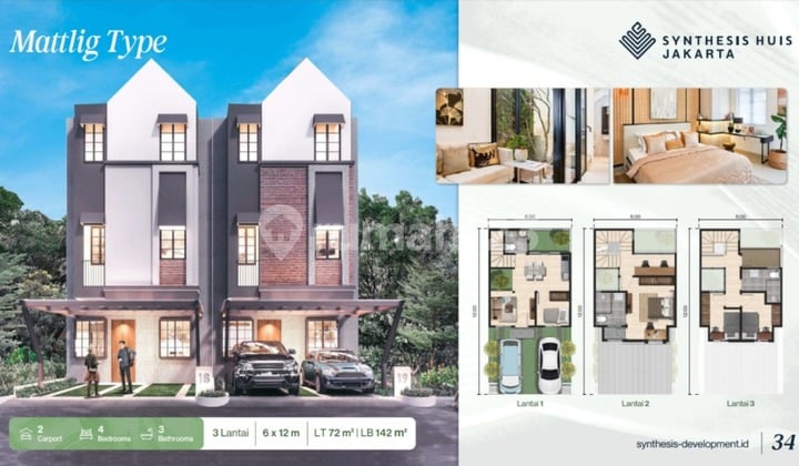 Rumah Cluster 2 Lantai di Synthesis Huis Cijantung