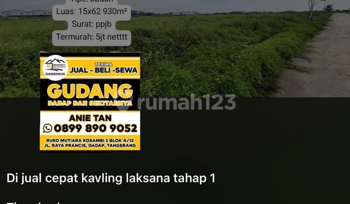Tanah Di Pergudangan Laksana Businis Park Bagus Dan Siap Bangun Dekat Dengan Tol