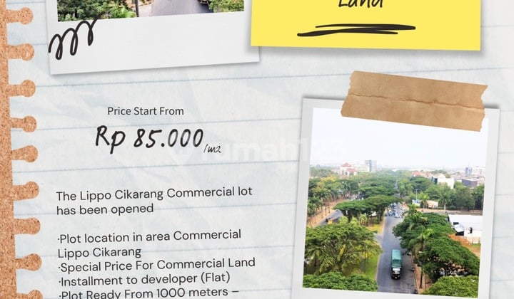 Di Sewakan Murah Tanah Di Jalan Utama Lippo Cikarang