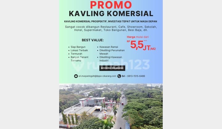 Tanah Komersial Lippo Cikarang Cocok Untuk FnB,Hotel,Kantor