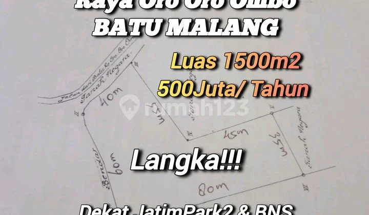 Commercial Land Lease Batu Raya Oro Oro Ombo Near Jatimpark BNS Suitable for Restaurant Cafe Gas Station Commercial Land Lease Batu Raya Oro Oro Ombo Near Jatimpark BNS Suitable for Restaurant Cafe Gas Station