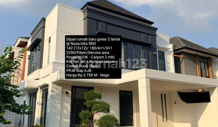 Dijual Rumah Baru 2 Lantai Hook@ Nusa Loka BSD