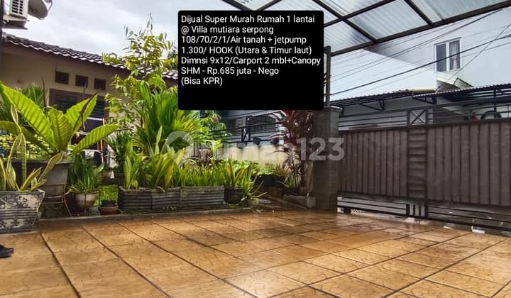 Dijual Rumah Super Murah Hook 1 Lantai @ Villa Mutiara Serpong