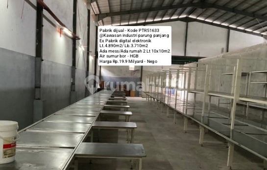 Dijual Gudang Ex Digital Elektronik @ Kawasan Industri Parung Panjang Bogor
