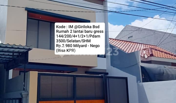 Rumah 2 Lantai Baru Gress @ Giriloka Bsd