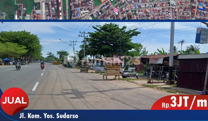 For Sale Large Land Near Main Road in a Busy Area Ready to Build on Jl. Kom Yos Sudarso