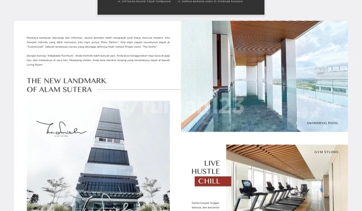 Disewakan Apartemen Studio The Smith Alam Sutera Siap Pakai