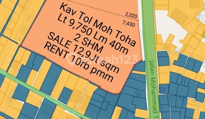 Kavling Mainroad Tol Moh Toha