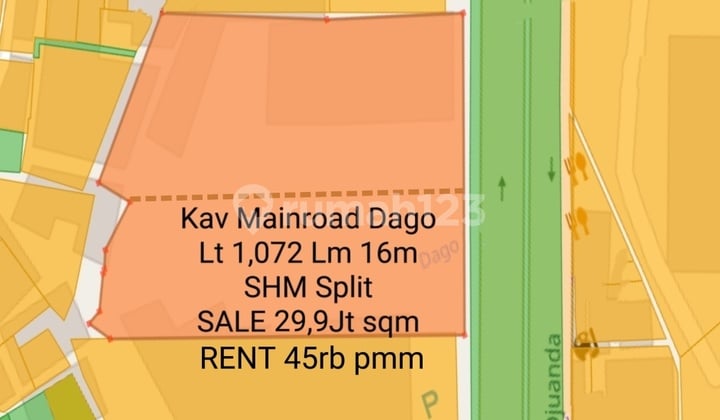 Kavling Mainroad Dago JUAL SEWA