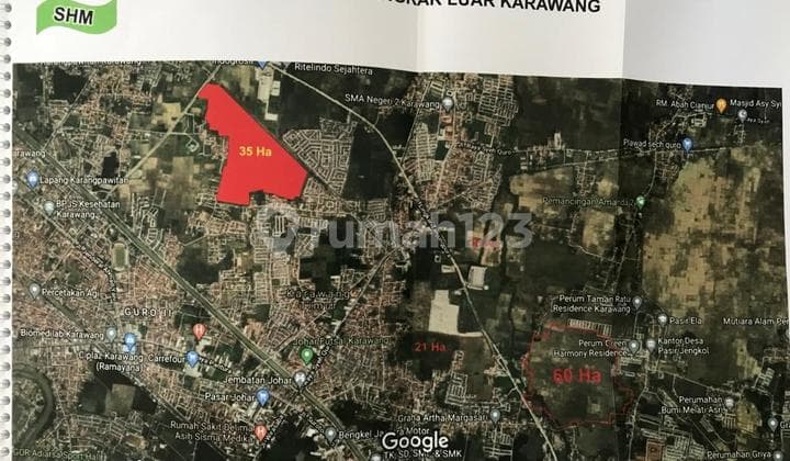 Tanah Kavling Karawang Timur, Lt 35 Ha, Shm, Hrg 1,5 Juta M2