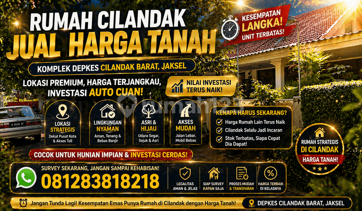 House in Cilandak, South Jakarta, Within the Ministry of Health Complex, Land Price for Sale!!