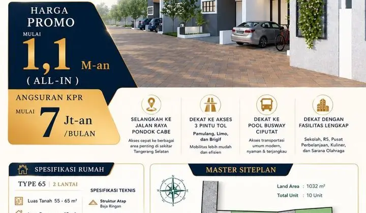 New House Pondok Cabe 2 Floors Cheap SHM Only 1.1 Billion Near Toll