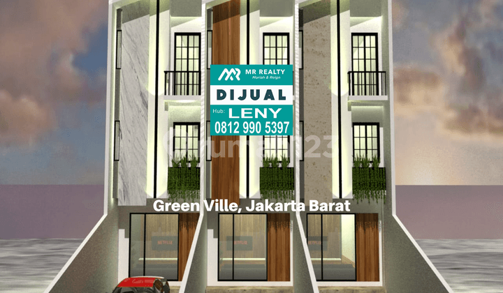 PROMO..MURAH...RUMAH BARU MINIMALIS 3 LANTAI DI GREEN VILLE, JAKARTA BARAT (ADA 3 UNIT)