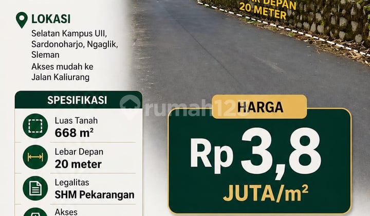 Tanah Strategis di Selatan Kampus Uii Jalan Kaliurang