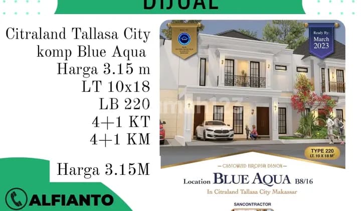 DIJUAL RUMAH di Citraland Tallasa City, Blue Aqua