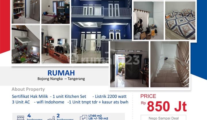 Dijual Rumah 2 Lantai Lt 60 M2 di Bojong Nangka Tangerang
