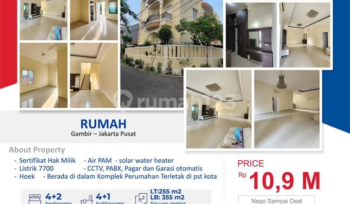 Dijual Rumah 3 Lantai FURNISHED Siap Huni Jarang Ada di daerah Gambir Jakarta Pusat