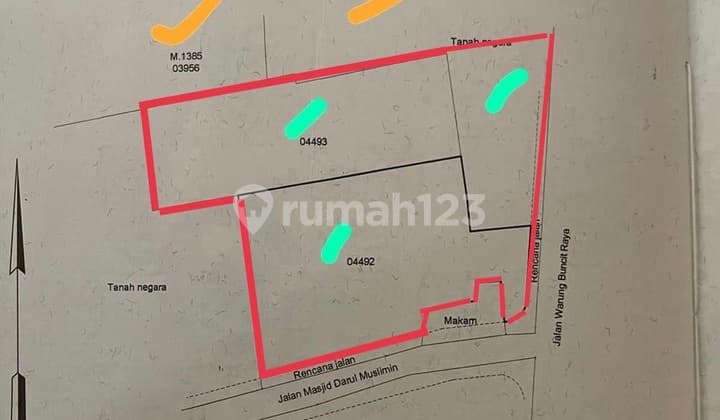 Land for Sale or Rent by Warung Buncir Raya Roadside