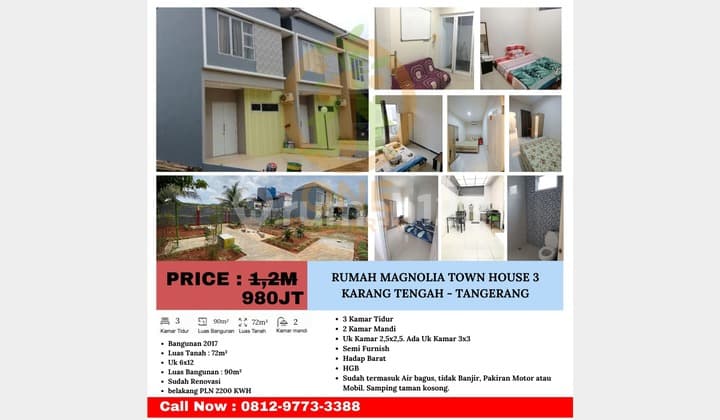 Turun Harga!! Dijual Rumah di Magnolia Town House 3, Karang Tengah - Tangerang