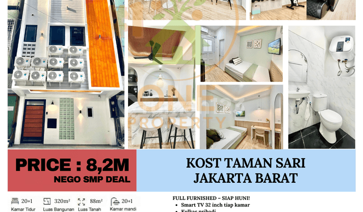 Jual Bu! Kost Strategis Tepat di Depan Stasiun MRT Taman Sari - Jakarta Barat! Kost Eksklusif Full Occupancy - Income 54 Juta/Bln!