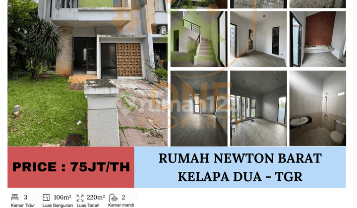 For Rent Newton Barat House, Curug Sangereng, Kelapa Dua - Tangerang
