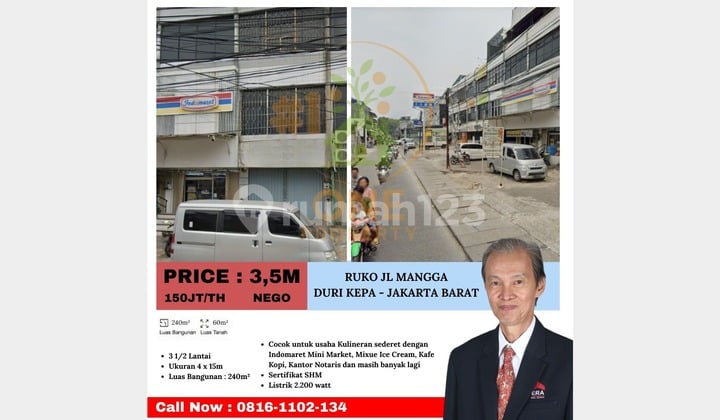 Dijual Ruko di Jl Mangga, Duri Kepa, Jakarta Barat