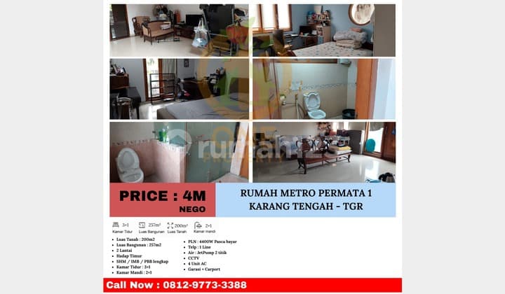 Turun Harga!! Dijual Rumah di Metro Permata 1, Karang Tengah - Tangerang