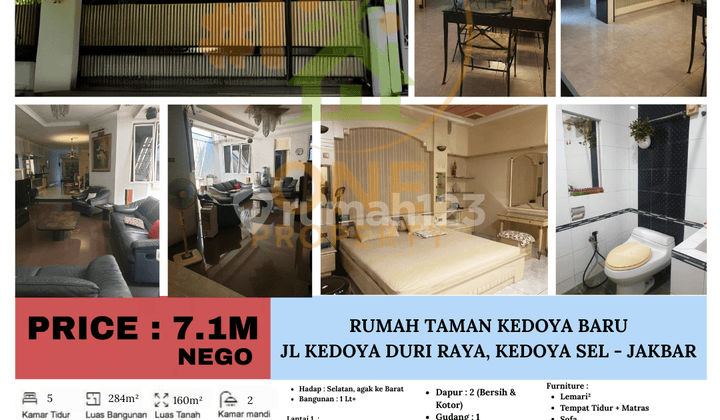 Dijual Rumah di Taman Kedoya Baru, Jl Kedoya Duri Raya, Kedoya Selatan - Jakarta Barat