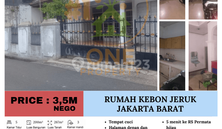 Dijual Rumah di Kebon Jeruk, Jakarta Barat