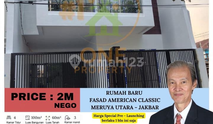 For Sale 1 Unit New House with American Classic Facade Model in North Meruya, Kembangan - West Jakarta