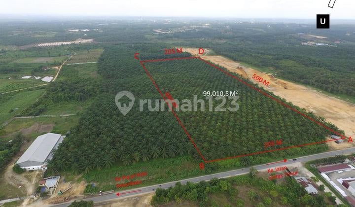 Dijual Tanah 10 Ha di Pinggir Jalan Lintas Timur Sumatera