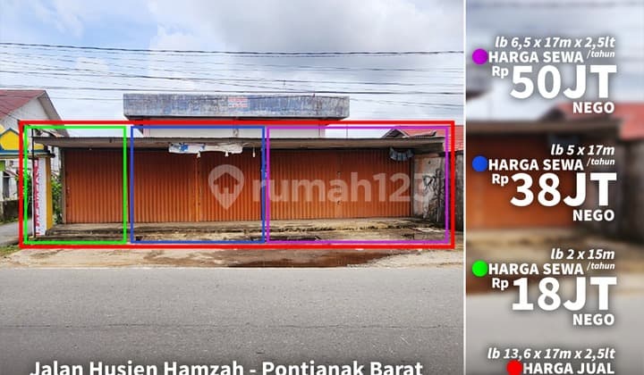 Ruko Husien Hamzah / Pal Jual Sewa Cocok utk segala usaha