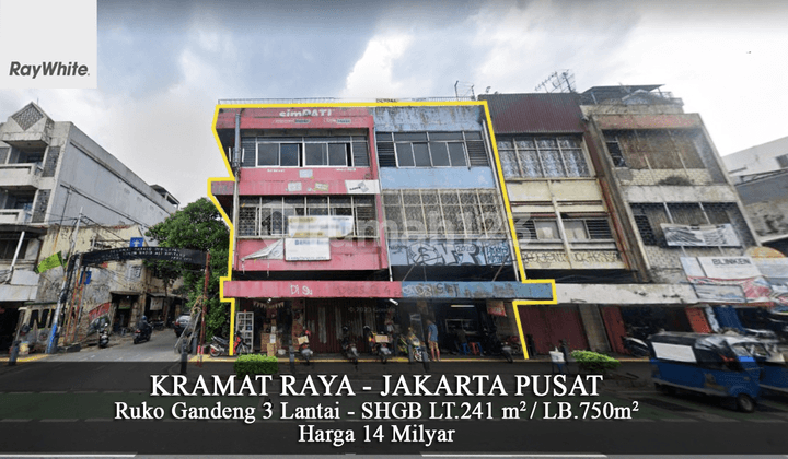 FOR SALE Building / Attached Shop House Kramat Raya Central Jakarta