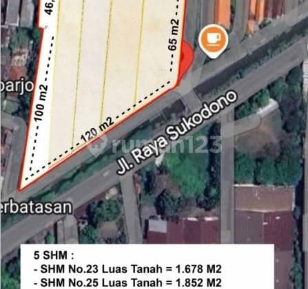 Commercial Land for Sale on Raya Sukodono, Gedangan, Sidoarjo