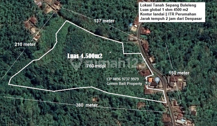 Tanah Kebun di Jalan Raya Sepang Singaraja Bali, Buleleng SHM 45.000 m²