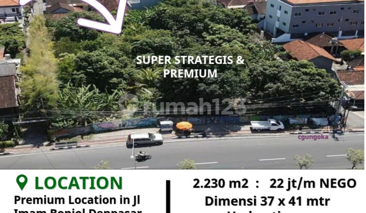 Tanah premium sisi jalan utama dekat Kuta bali dijual murah