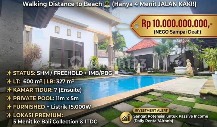 Dijual Cepat Villa Jalan Kaki ke Pantai di Benoa Badung Bali