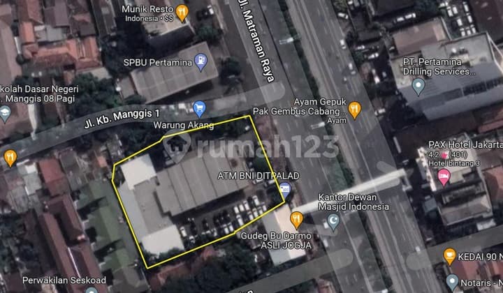 Kavling Satu-Satunya di Matraman Raya, 2500 M2, Zona Ungu, Cocok untuk Gedung,Sekolah, Showroom,Atau Apartemen
