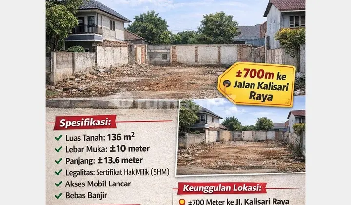 Investor Wajib Lihat! Tanah Ini bisa Dipecah Jadi 3 Unit! SHM, Bebas Banjir