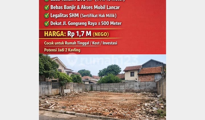 Beli Tanah Gratis Bangunan, Lokasi Stratregis Bebas Banjir di Kalisari, SHM