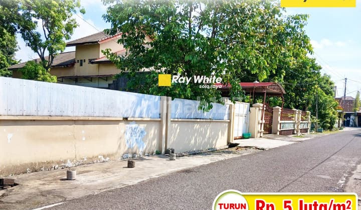 Dijual Tanah Luas Tengah Kota Strategis di Kerten, Laweyan