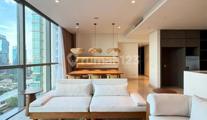 Fresh Unit!! Casa Domaine, Sudirman, Best Layout For 3 Bedroom Including Double Kitchen Area With Big Island And Fully Furnished Condition