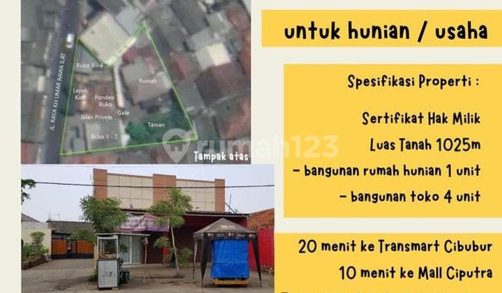 Rumah Ruko Dan Lapak Aktif Pinggir Jalan Raya Cileungsi Kidul