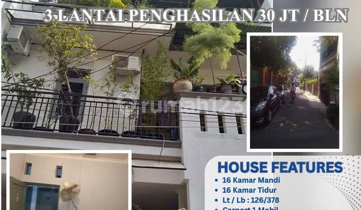 Rumah Induk + Kos 3 Lantai - Lokasi Premium Cempaka Putih Full Terisi - Income Stabil ± Rp 30 Juta/Bulan Z115