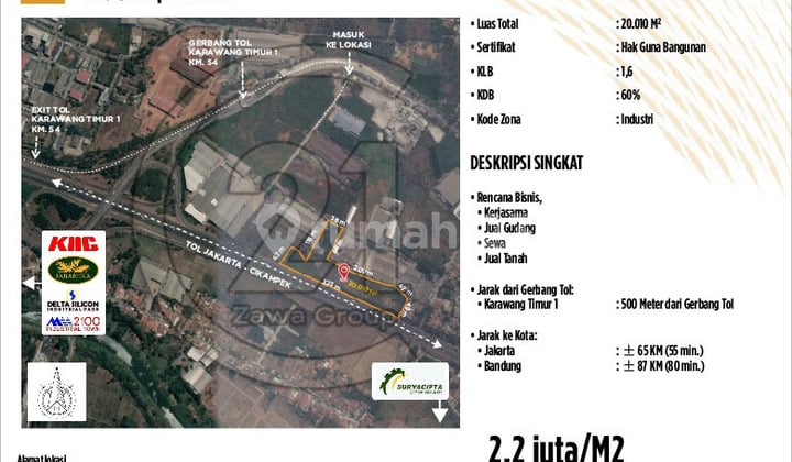 Dijual Cepat Tanah Kavling Industri Karawang Timur
