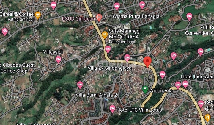 Lahan di Jl Raya Puncak Cipanas 13.100m Lok Tinggi Pemandangan Indah