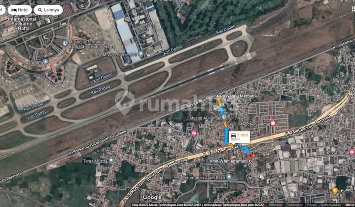 N838 Tanah Dijual 1.6ha di Jl Halim Perdana Kusuma Jurumudi Benda Tangerang 2 Akses